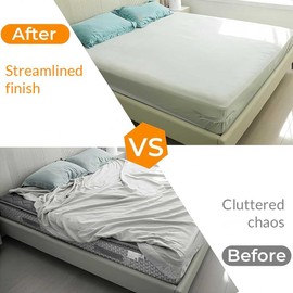 Qalviora 4pcs Bed Sheet Holder With Lock Strips, Fitted Bed Sheet Corner Fastener Bed Sheet Clips Bedsheet Grippers for Keep Fitted Sheet in Place Bedroom Bedding Accessories Easy Installation