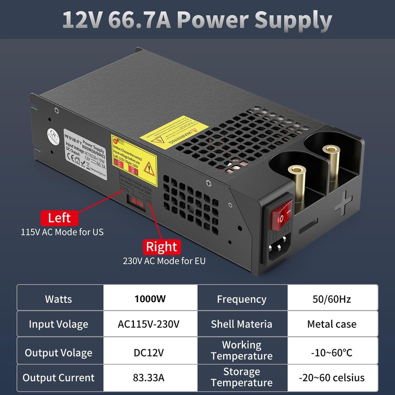 MYSWEETY 12V Power Supply, AC to DC Converter 110V AC