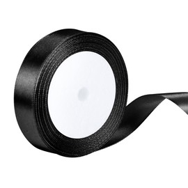 22 Metres Satin Ribbon Black 20 mm Wide, Decoration Gift Ribbon Wide Ribbon Black Decorative Ribbon Fabric Ribbon for Wedding, Birthday Gifts Valentine's Day Packaging Gifts