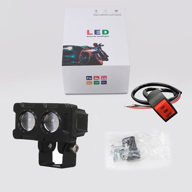 Yolispa Motorcycle Additional Headlight Fog Light, Three Light Modes LED