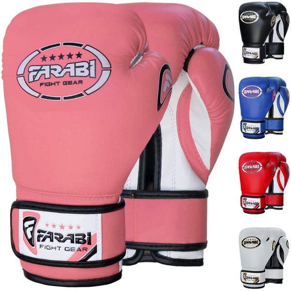 Farabi Sports Kids Boxing Gloves for 5-18 Years Junior Boxing Gloves Youth Boxing Gloves Boys and Girls Boxing Training Gloves for MMA Muay Thai & Punching Bag (6-oz, Pink)