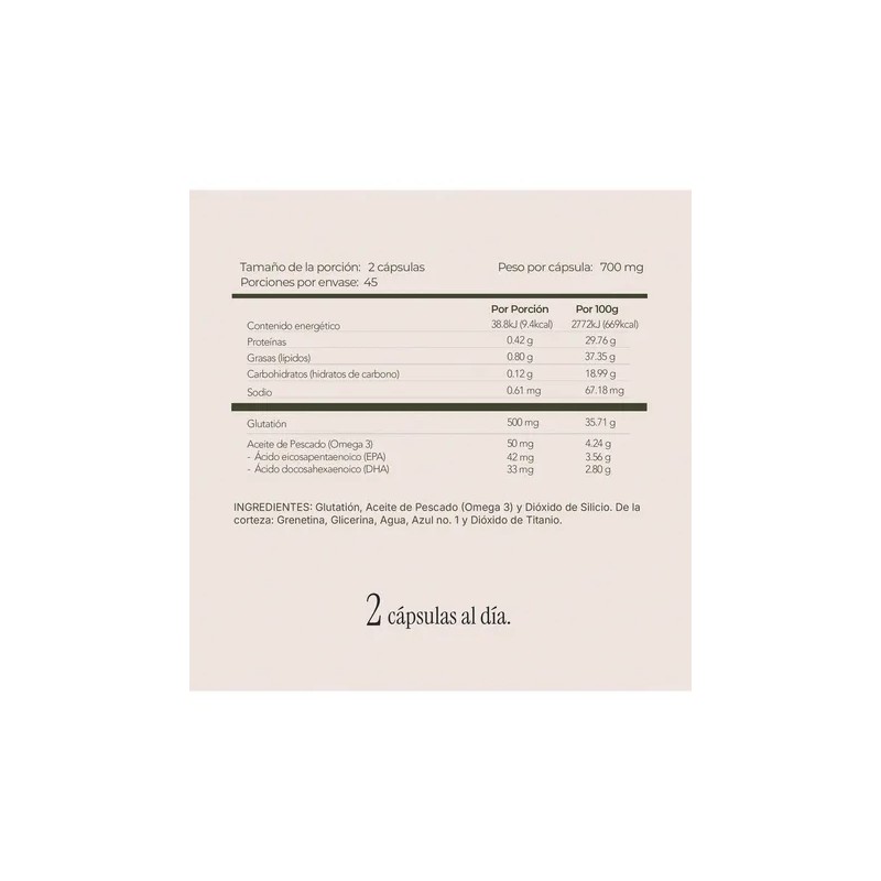 Glutatión Puro + Omega 3 Antioxidante | 90 Softgels |