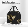 JIMOWANG Bee Black Portable Lunch Bag Compact Tote Bag Reusable