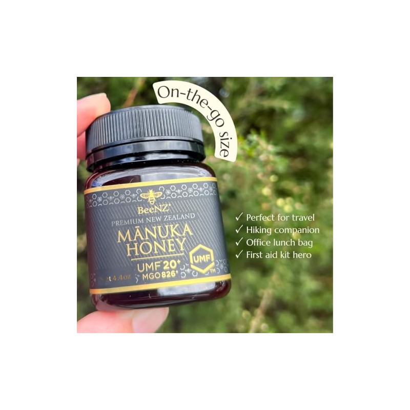 BeeNZ Premium Manuka Honey, Certified UMF20+ MGO 829+ (4.4oz/125g)