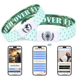 Luvsweets Daily Bible Verse Bracelets - 2Pcs NFC Christiasn Jesus Bracelets, Faith Over Fear Cross Wristband Jewelry, Inspirational Bible Verse Religious Birthday Christmas Gifts for Women Men Teens