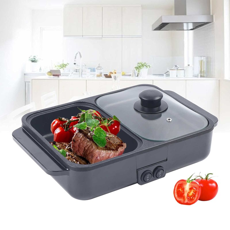 2 in 1 Electric Hot Pot with Grill, 1200W 110V
