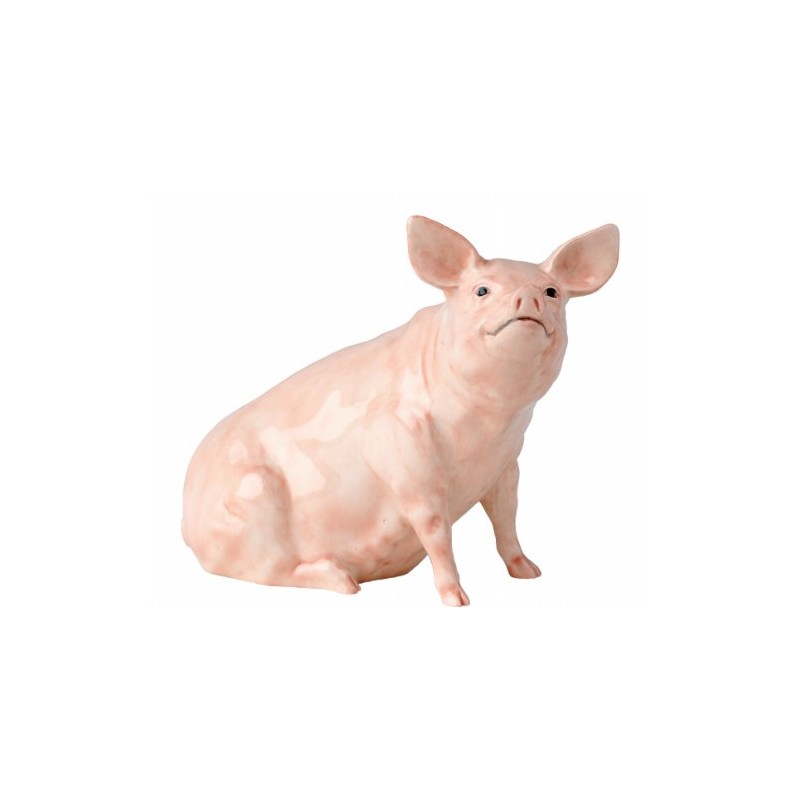 John Beswick Pig Sitting, Earthenware, Pink, 14 x 8 x