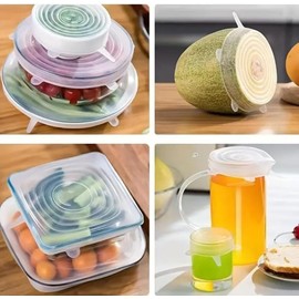 Guibell 18 Piezas Tapas Herméticas de Silicona para Conservar Alimentos Cubierta elástica reutilizable,apta para microondas y horno,sello hermético,fácil limpieza y conservación en frigorífico