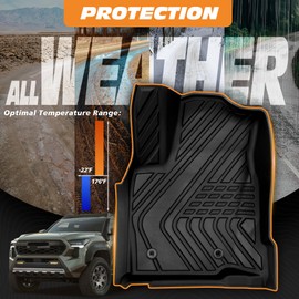 Yotruth Floor Mats for Toyota Tacoma 2024 (Double Cab) SR | SR5 | Limited | TRD Off Road | TRD Sport, All Weather Custom Fit TPE Mats Front & Rear, Compatible with Automatic Models, Black