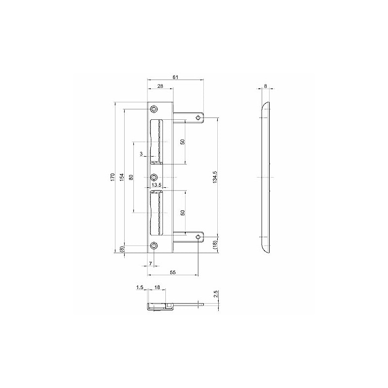 BKS S2820069 Door Frame Angle Strike Plate Round Faceplate 170