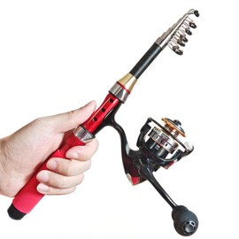 Portable Small Telescopic 4.9Ft Fishing Rod and Reel Combos, Mini Fishing Pole and Metal Spool Spinning Reel, for All Season Fishing in Freshwater and Saltwater, Gift for Teens & Kide