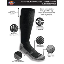 Dickies Calcetines de compresión para hombre ligeros y cómodos, negro (2 pares), Shoe Size: 5-9