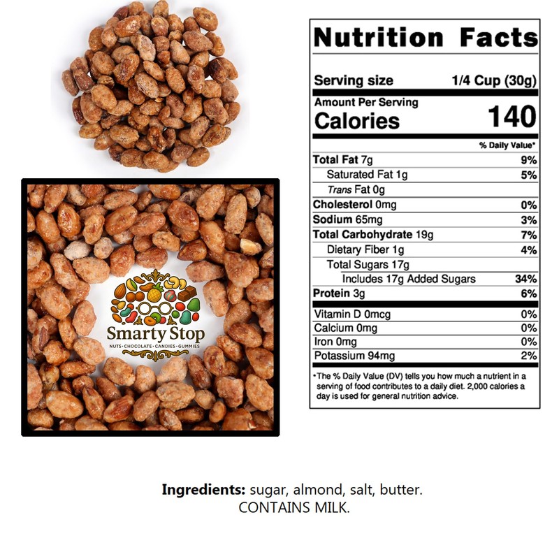 Smarty Stop Toffee Coated Almonds Sweet Crunchy Caramelized Nuts Snack