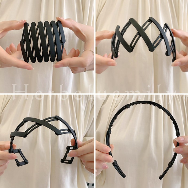 Herbeluemily Headband Folding Hair Band, Bangs Clip, Hair Ornament, Compact,