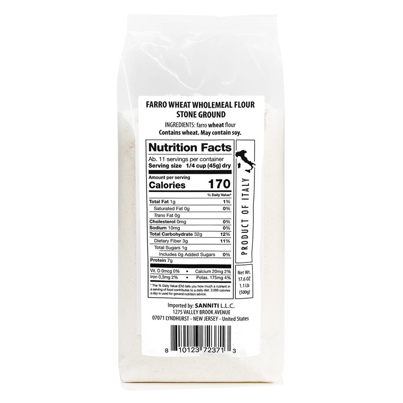 Sanniti Farro Wheat Wholemeal Flour, Stone Ground – 17.6 oz