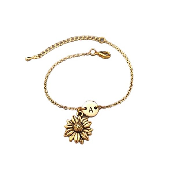 Sunflower charm bracelet, sunflower charm, adjustable bracelet, flower, personalized bracelet,