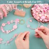 170-230PCS Pink Assorted Acrylic Beads for Bracelet Making, Flower Bow