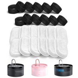 GIOTOHUN Pet Water Fountain Filter: 24 Cat Water Fountain Filters - 12 Pieces Filters + 12 Pieces Sponges for Cat Fountain H1 (67oz/2L)