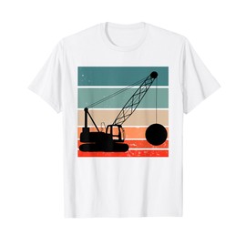 Retro Wrecking Ball Crane Vintage Construction Crane T-Shirt