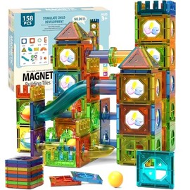 Muja Bloques de Construcción Magnéticos 3D Juguetes Construccionde 158 Piezas con Bolas y Tubos, Magnetic Blocks Educativos para Niños, Juguete...    