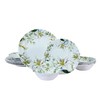 Yinshine 12-Piece Melamine Dinnerware Set, Green & White