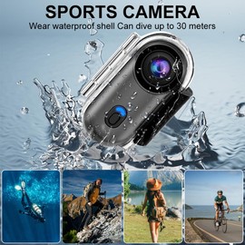 OBEST 360° Action Cam 1080P Underwater Camera 30m/98ft Waterproof WiFi Camera 120° Wide Angle Action Camera Hands-Free POVs Vlog Body Cam Mini Helmet Camera for Cycling Motorcycle