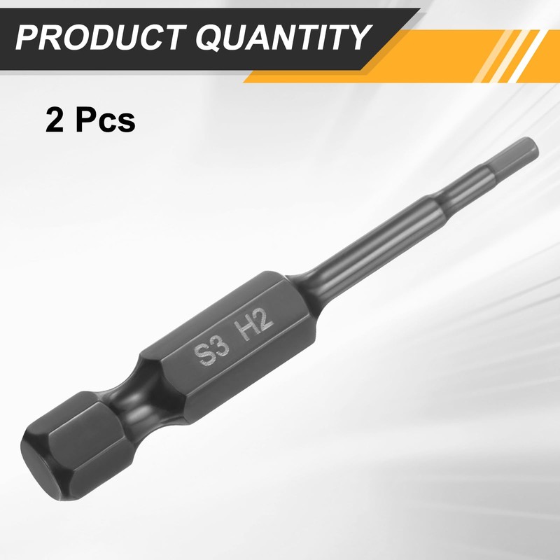 HARFINGTON 2pcs Flat Hex Head Drill Bit H2 (2mm) Magnetic