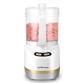 La Reveuse Electric Mini Food Processor Small Chopper 200 Watts 2-Cup Prep Bowl for Mincing Chopping Grinding Blending Pureeing (White)