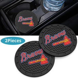 Silicone Braves Car Cup Holder Coasters,Baseball Fans Car Coasters for Atlanta Braves Fans, Non-Slip Universal Fit Cup Holder Insert