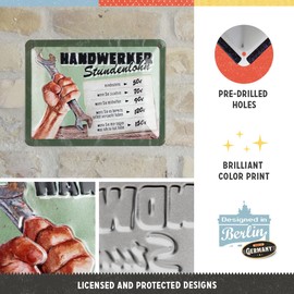 Nostalgic-Art Retro Tin Sign, 15 x 20 cm, Craftsman Stundenlohn - Gift Idea for Craftsmen, Made of Metal, Workshop Decoration in Vintage Design with Saying, Tin Signs Sayings