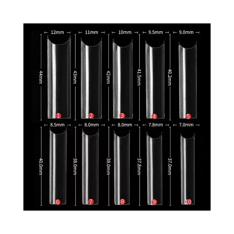 KLZ Tips Curva C Extralargos Xxxl Color Cristal 240 Pzs