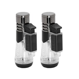 Palio Siena Single Jet Flame Cigar Lighter, Extra Large Fuel Tank (Clear) Pack of 2