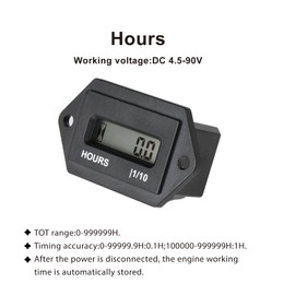 NInE-ROnG Resettable Digital LCD Hour Meter,DC 4.5-90V,Suitable for Lawn Mower Diesel Engine Tractor Boiler Generator Air Compressor Water Jet Pump Boat Motor (HM008-1-DC)