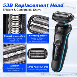 53B Series 5 Replacement Head Compatible for Braun 53B Wet and Dry Foil & Cutters Series S5 S6(New Gens) 5018s, 5020s, 5035s, 5049cs, 5050cs 6020s, 6040cs, 6072cc, 6075cc, 6090cc(2Pack).