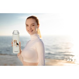 SERENGETI 24 Oz Water Bottle Stainless Steel with Spill Proof Lid - Double walled Vacuum Insulated water flask - Realistic 3D Print of your favorite dog (Beagle)