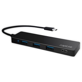 Logilink USB Hub for PC/Laptop Aluminium Housing black Black 3+1 Port