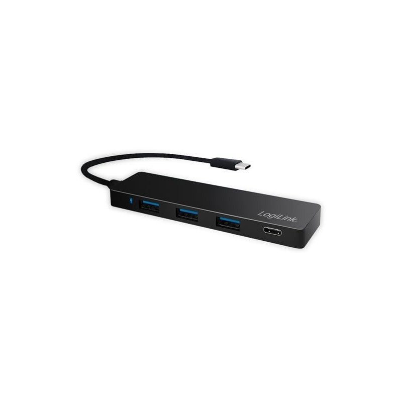Logilink USB Hub for PC/Laptop Aluminium Housing black Black 3+1