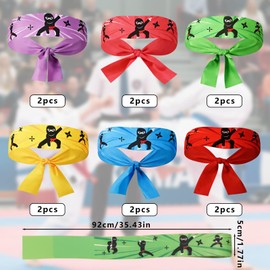 Wqafe Set di 12 fasce per capelli Ninja, accessori per feste ninja, colore nero, rosso, per feste di compleanno per bambini, feste di compleanno, karate, tema, festa di compleanno