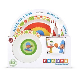 maxifiestas Pocoyo Kids Breakfast Tableware Set Boys Girls 5 Pack (Plate, Cup, Spoon, Fork, Bowl)