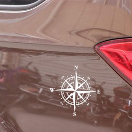 Xuniu Car Sticker Art Design Vinyl Compass Car Sticker White 15 cm x 15 cm