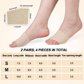PEUTIER 2 Pairs Metatarsal Pads with Gel Pad, 3.35x3.15 Inch Metatarsal Foot Pads for Women Ball of Foot Pain Cushions Gel Sleeves Cushions Pad for Adults Kids Walking Travel (Brown)