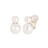 Traveller Women's Double Pearl Clip On Earrings, Titanium, Pearl