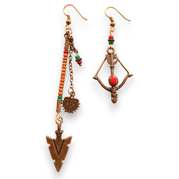 Turkish Handmade Bohemian Ethnic Style Long Beaded Earrings, Ethnic Bow