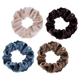 JIYIN 4 Pcs Large Scrunchies for Women's Thick Hair, Soft Velvet Jumbo Scrunchies Bulk Ponytail Holder Elastic Hair Bands for Thick Curly Thin Fine Hair Accessories