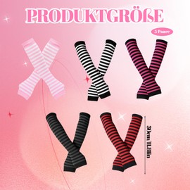 Long Fingerless Gloves Arm Warmers Women 5 Pairs in White, Black, Red, Pink, Rose Red, 30 cm, for Computer, Outdoor Activities and Winter Fashion