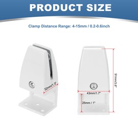 PATIKIL 1.7x1.3x3.6" Desk Divider Support Clamp, 4 Pcs Aluminum Desk Shield Clamp Desk Divider Partition Clamp Sneeze Guard Clamp Bracket for Office Home Desk Panel, White