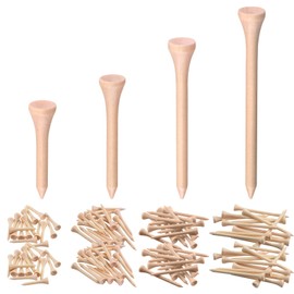 Keadic 180Pcs Wood Golf Tees Assortment Set, 1-5/8” 3-1/4" 2-3/4" 2-1/8" Tall Golf Tees Bulk Reduce Side Spin and Friction for Golfing Activities, Practice, Game (Natural)