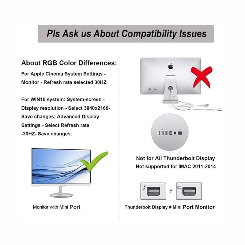 Elecbee HDMI to Mini for Display Port Converter Adapter Cable