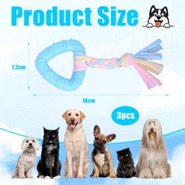 GVSS 3-teiliges Hundespielzeug, 18 x 7,2 cm, Kauspielzeug für Welpen, aus Gummi mit Seil, fördert die Mundgesundheit, lindert Juckreiz, interaktives Spielzeug für kleine Hunde