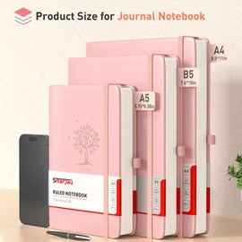 Smarpau Notebook B5 Lined, Hardcover with 100 gsm 320 Pages Thick Journal, Leather Diary Notepad for Adults Work, Writing, Notes, Learning, Travel, 19 x 25 cm, Pink